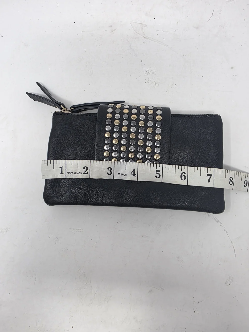 Olivia Miller Black Studded Wallet Clutch Double Zip Compartment Organizer